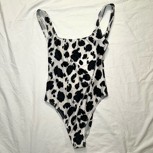 reformation cow print one piece low back swimsuit - Picture 2 of 4